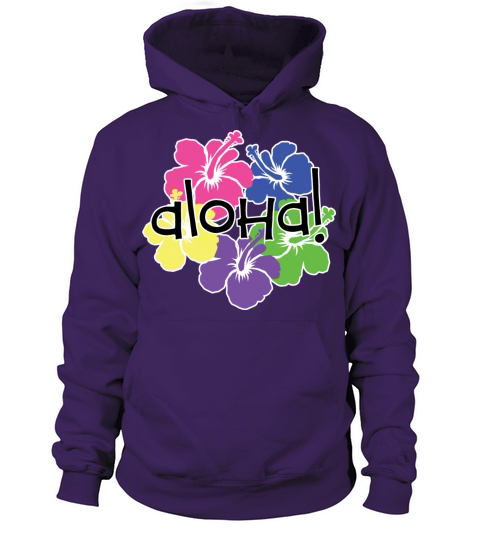 Aloha Flower in Color Ring with White Border Men's Hoodie