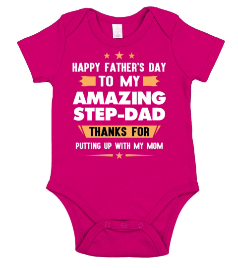 Happy Fathers Day Gift To My Amazing Step Dad Short Sleeve Baby One-Piece
