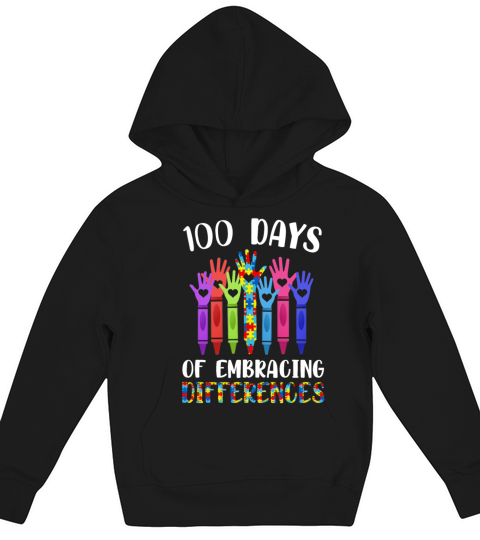Autism Awareness Embrace Differences 100 Days Kids Hoodie