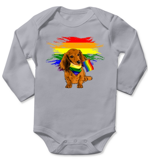 Gay Pride Flag Dachshund LGBT Month Long Sleeve Baby One-Piece