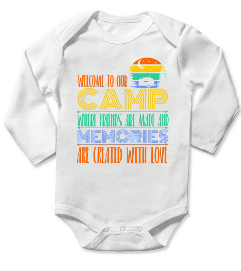 Welcome To Our Camp Colorful Camping Long Sleeve Baby One-Piece