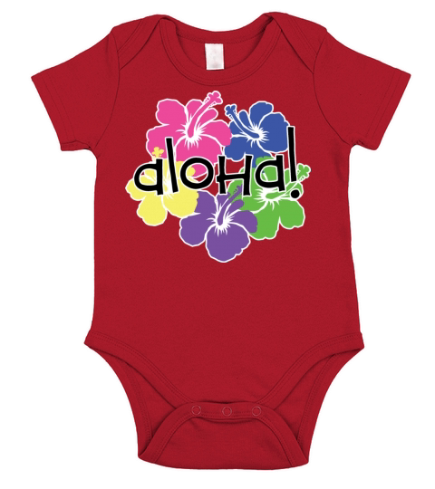 Aloha Flower in Color Ring with White Border Short Sleeve Baby One-Piece