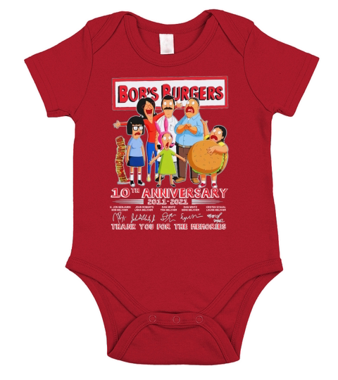 Bobs Burgers 10th Anniversary 2011 2021 Thank You For The Memories Signatures Short Sleeve Baby One-Piece