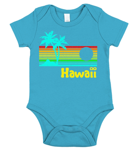 1980s Vintage Retro Hawaii Short Sleeve Baby One-Piece