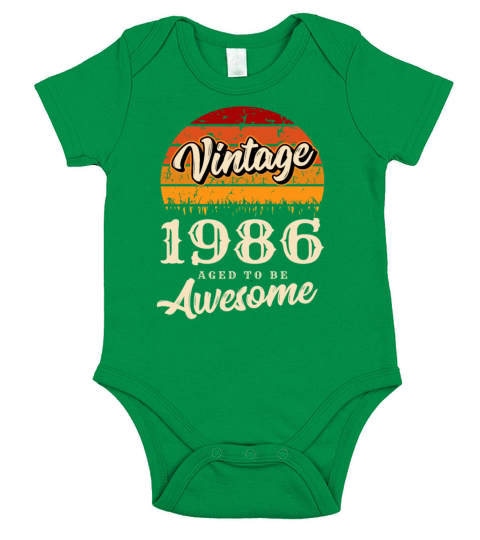 1986 Vintage born in Retro age Birthday gift idea Short Sleeve Baby One-Piece