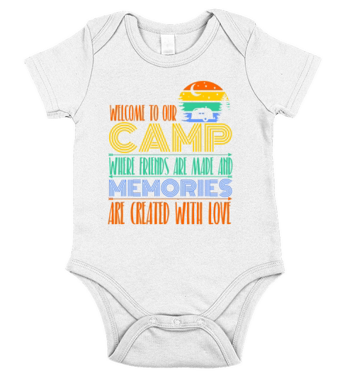 Welcome To Our Camp Colorful Camping Short Sleeve Baby One-Piece