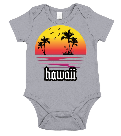 Hawaii Summer vibes for the beach with palms USA Short Sleeve Baby One-Piece