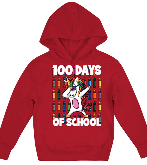 100 Days of School Crayon Dabbing Unicorn Magic Kids Hoodie