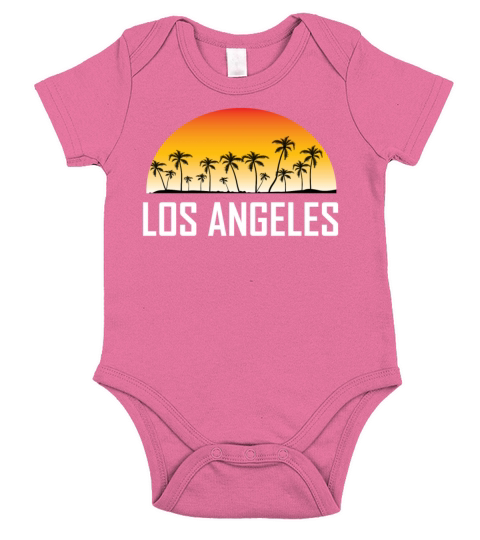 Los Angeles Sunset And Palm Trees Beach Short Sleeve Baby One-Piece