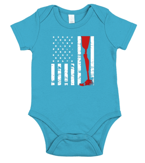 Amputee Patriotic Prosthetic Leg Flag T-shirt Short Sleeve Baby One-Piece