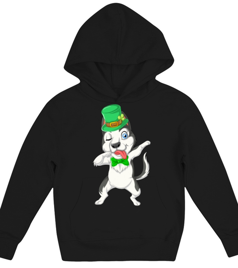 dabbing husky st patricks day Kids Hoodie