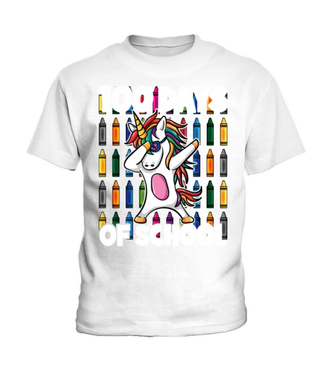 100 Days of School Crayon Dabbing Unicorn Magic Kids T-Shirt