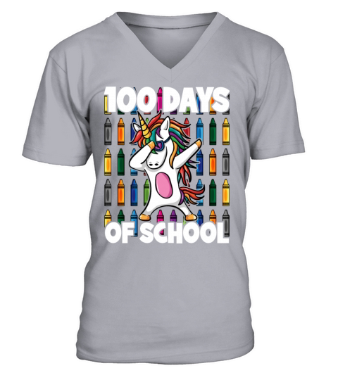 100 Days of School Crayon Dabbing Unicorn Magic Men's V-Neck T-shirt
