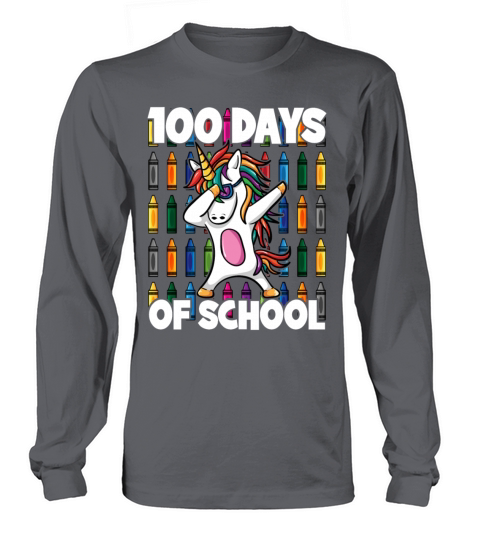 100 Days of School Crayon Dabbing Unicorn Magic Women's Long Sleeve