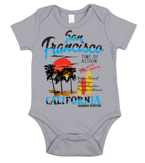 San Francisco summer Vintage Surfer T-Shirt Short Sleeve Baby One-Piece