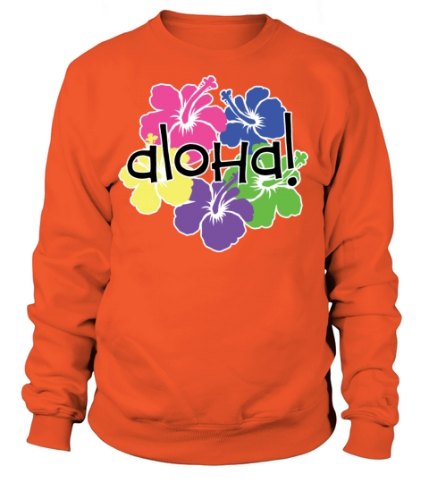 Aloha Flower in Color Ring with White Border Women's Sweatshirt