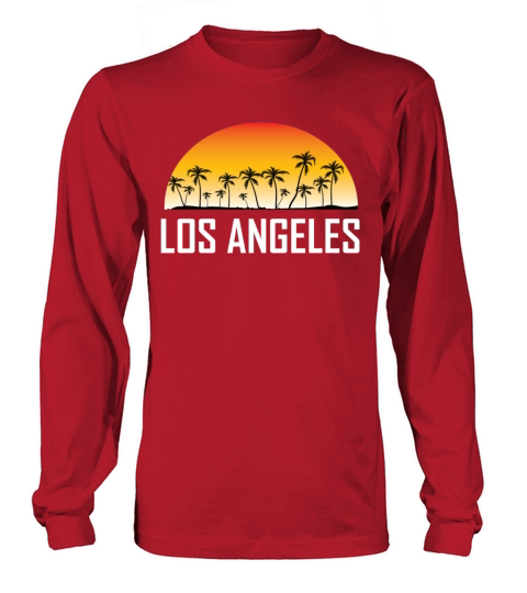 Los Angeles Sunset And Palm Trees Beach Men's Long Sleeve