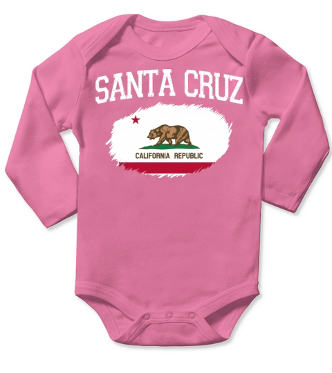 Santa Cruz Ca California Flag Vintage Usa Sports M Long Sleeve Baby One-Piece