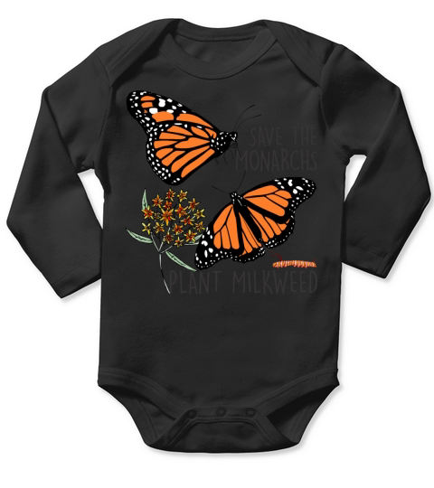 Monarchs Butterflies Milkweed T Shirt Long Sleeve Baby One-Piece