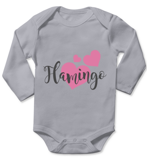 Flamingo Pink Hearts Long Sleeve Baby One-Piece