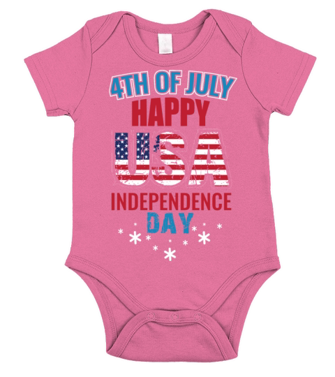 4 OF JULY HAPPY USA INDEPENDENCE T-SHIRT Short Sleeve Baby One-Piece