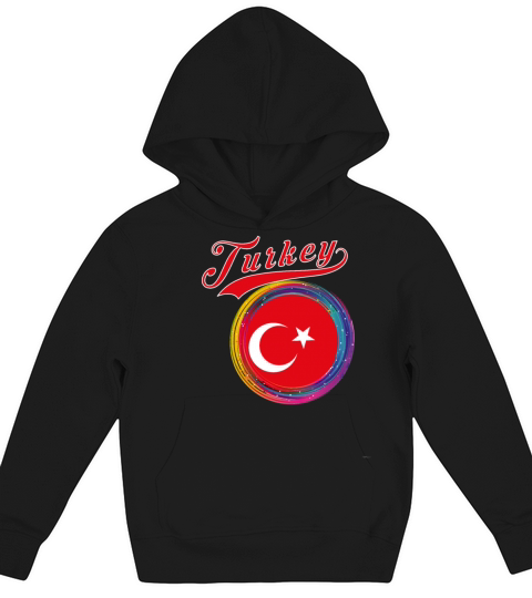 Turkey Sports Holi Color Framed Turkey Flag Kids Hoodie