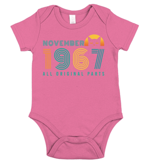 1967 In November Vintage Cat Short Sleeve Baby One-Piece