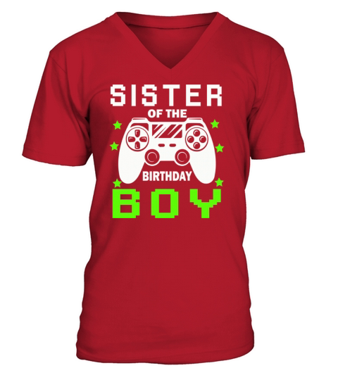 Sister of the birthday boy Family Matching game Men's V-Neck T-shirt