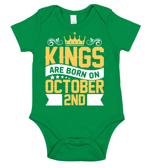 Kings are Born on October 2nd Birthday on October Short Sleeve Baby One-Piece