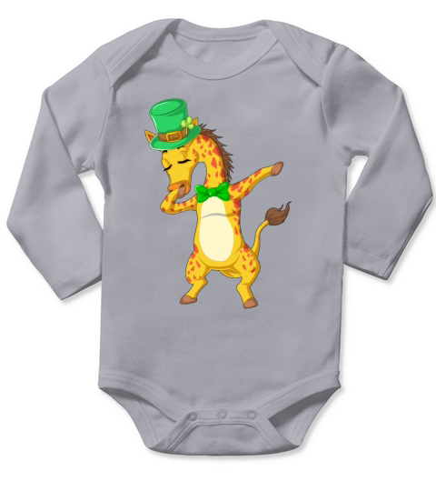 dabbing giraffe st patricks day Long Sleeve Baby One-Piece