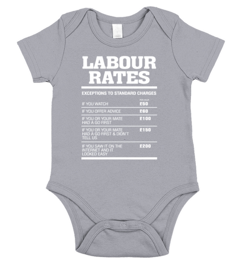 Labour Rates Mens Funny Shirt Gift for Mechanic Short Sleeve Baby One-Piece