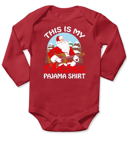 This Is My Christmas Pajama Guitar Santa Long Sleeve Baby One-Piece
