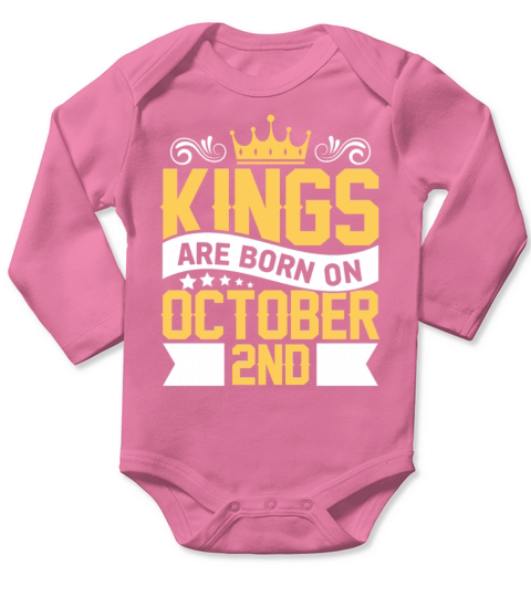 Kings are Born on October 2nd Birthday on October Long Sleeve Baby One-Piece