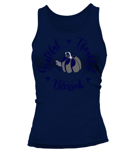 Thankful Grateful Blessed Navy Blue Women's Tank Top