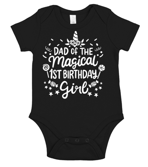 1st Birthday Dad Unicorn Short Sleeve Baby One-Piece