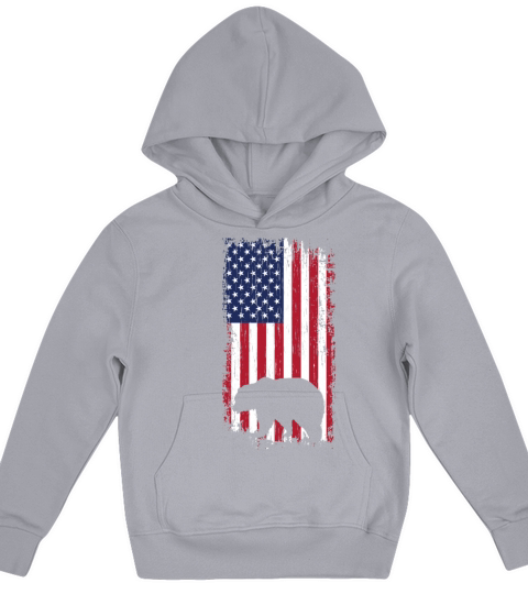 Grizzly bear american flag Kids Hoodie