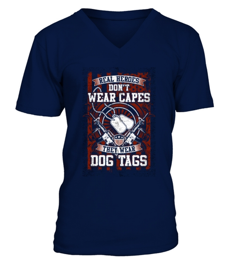 don t wear capes dog tags tshirt dog Men's V-Neck T-shirt