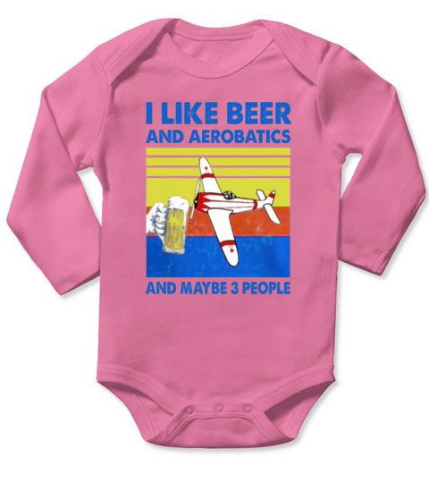 Vintage I Like Beer And Aerobatics And Maybe 3 People Long Sleeve Baby One-Piece