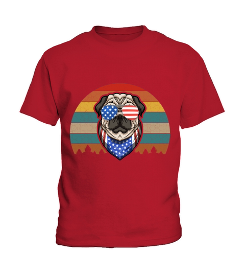 American Flag Pug Kids T-Shirt