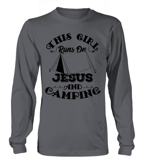 This Girl Runs On Jesus And Camping design Men's Long Sleeve