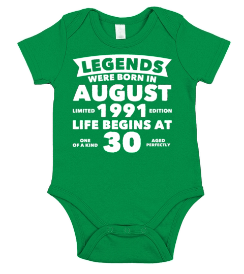30th Birthday August Vintage 1991 Gift Idea Short Sleeve Baby One-Piece