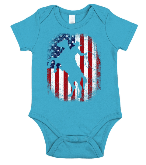 American Flag 4th Of July Vintage USA Flag Rodeo Short Sleeve Baby One-Piece