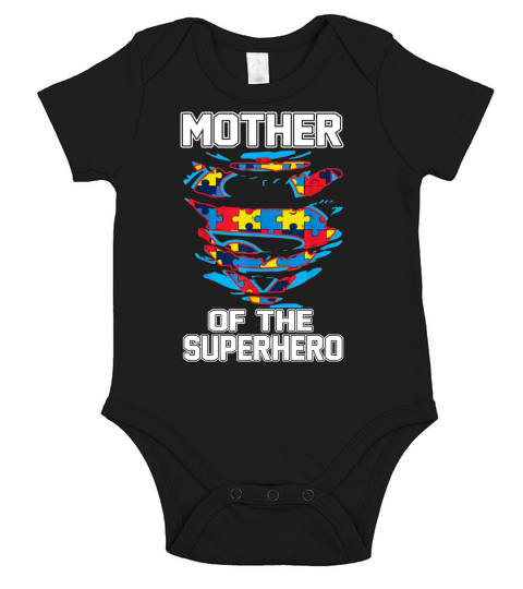 Super Mother Tshirt Autism Awareness Gift Mother Superhero Short Sleeve Baby One-Piece