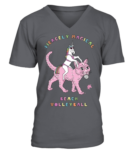 Fiercely Magical Beach Volleyball Female Unicorn Men's V-Neck T-shirt