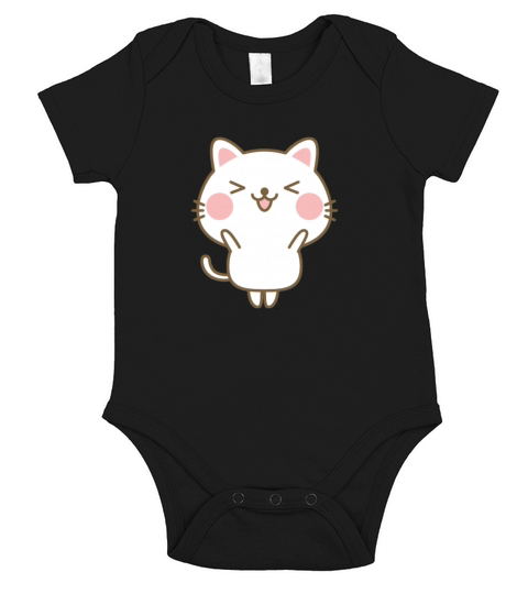 Happy Kawaii Cat Short Sleeve Baby One-Piece