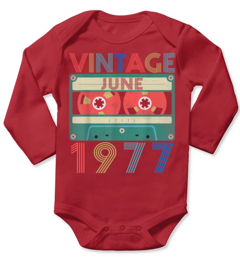 Retro Vintage June 1977 birthday Long Sleeve Baby One-Piece