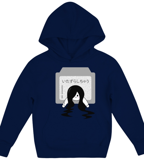 Scary Japanese Ghost Crawling Out Of TV Kids Hoodie