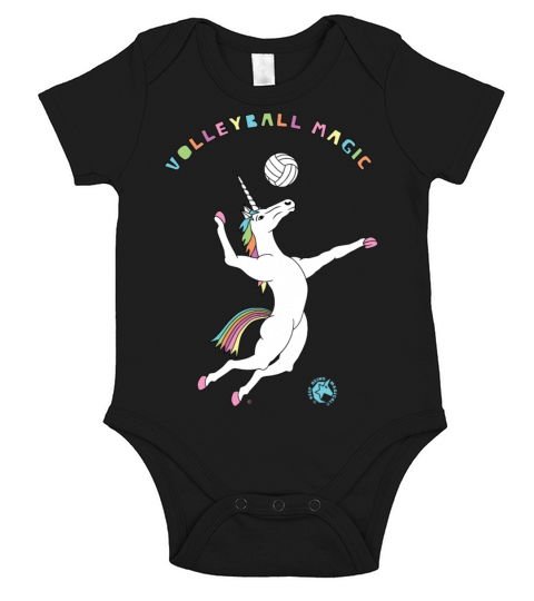 Volleyball Magic Unicorn Outline Short Sleeve Baby One-Piece