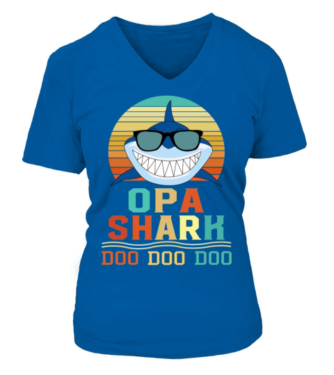 Vintage Mens Grandfather Shark Doo Doo Doo Father Women's V-Neck T-shirt