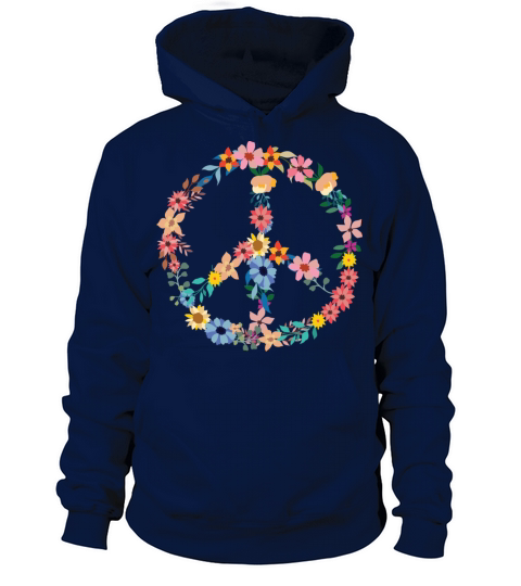 Hippie symbol colorful peace symbol with flowers Women's Hoodie